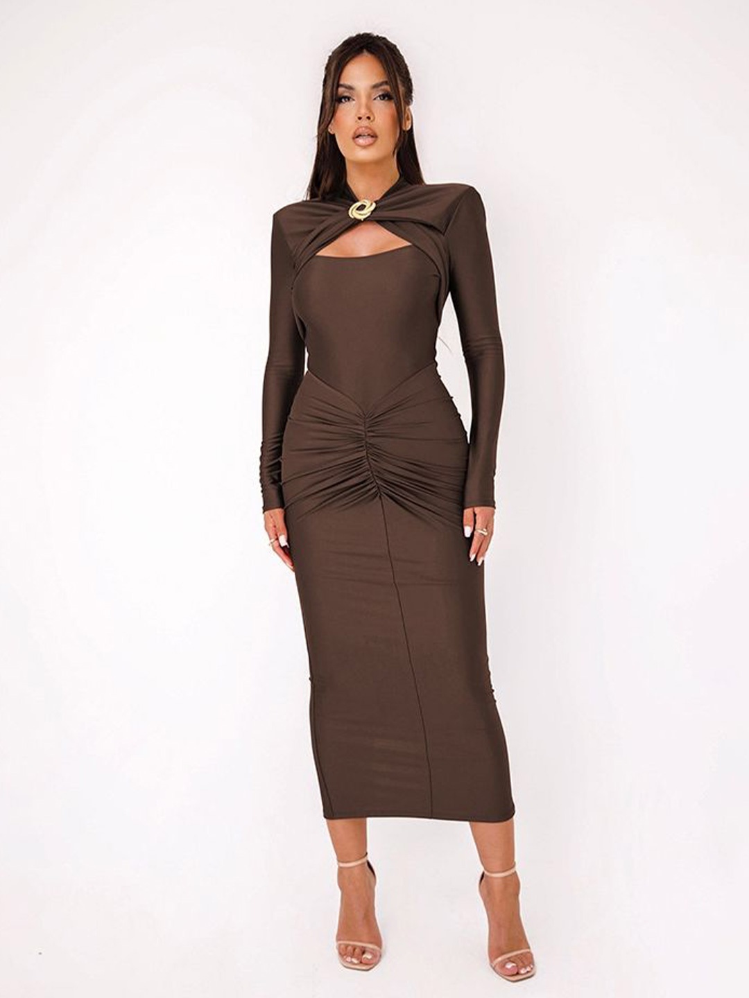 

LULU & SKY Bodycon Midi Dress, Brown