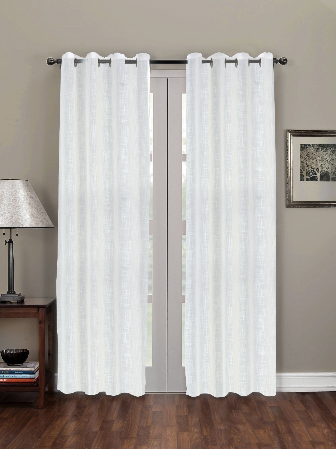 

Myntra Elegant Homes Off White Set of 2 Sheer Door Curtain