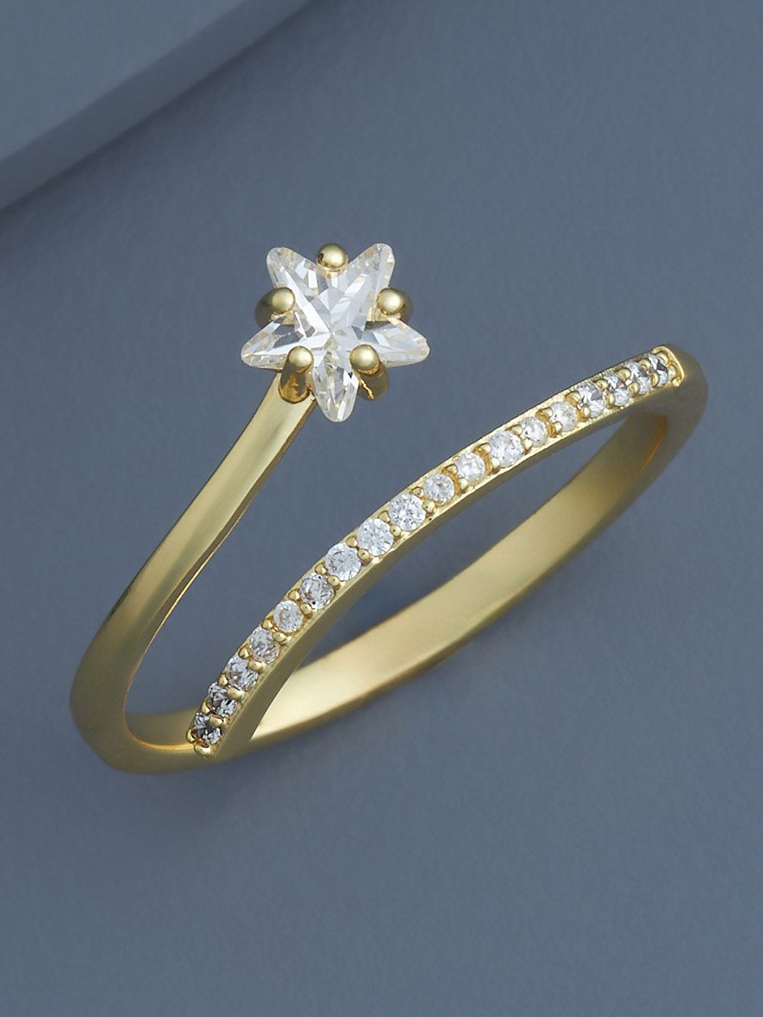 

Kushal's Fashion Jewellery Gold-Plated CZ Studded Finger Ring