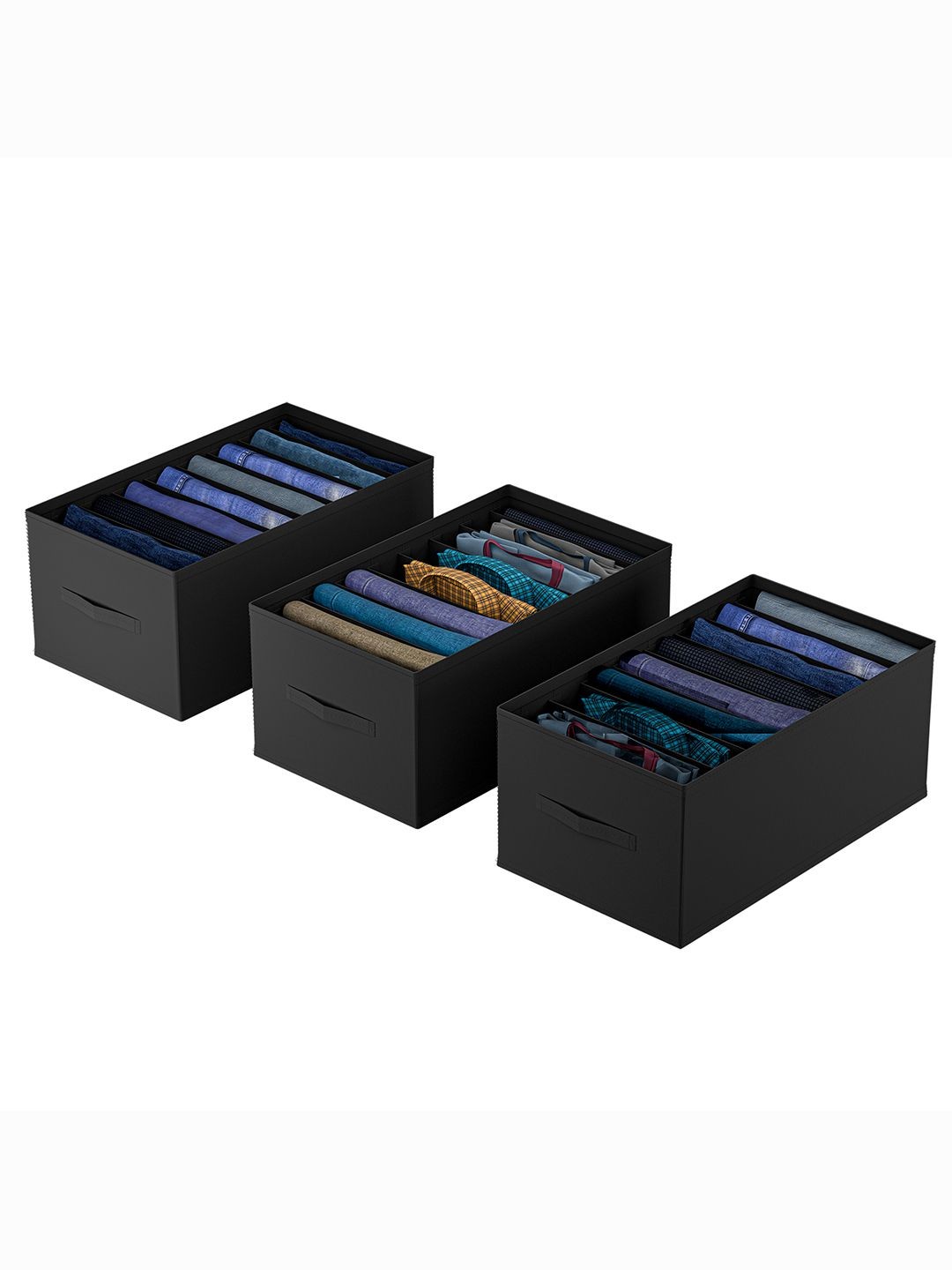 

Kuber Industries Black Set of 3 Regular Drawer Organiser Organisers
