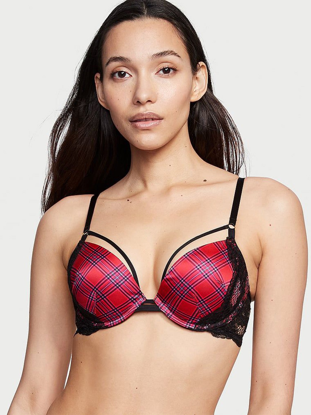 

Victoria's Secret Geometric Bra Half Coverage Underwired Heavily Padded, Red
