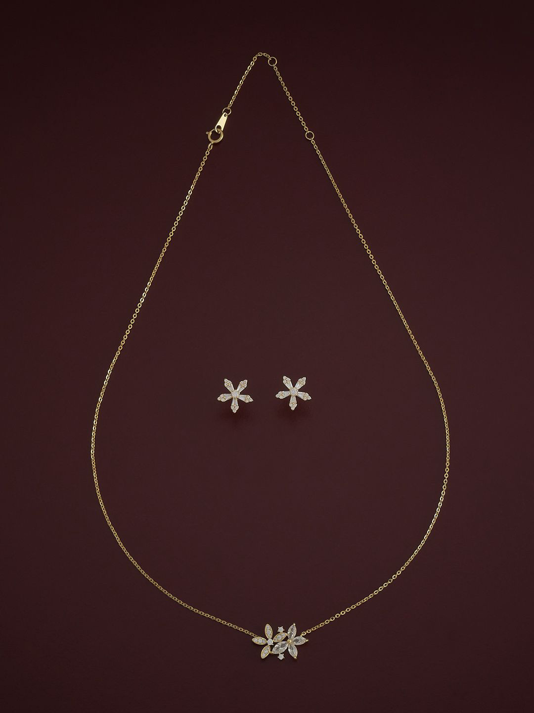

Kushal's Fashion Jewellery Silver Gold-Plated CZ Stone-Studded Jewellery Set