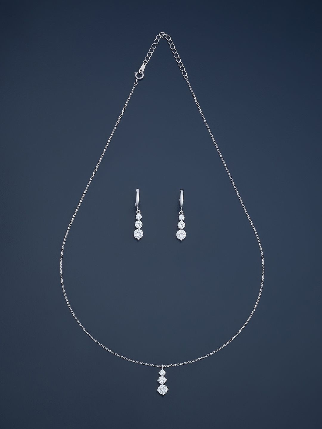 

Kushal's Fashion Jewellery Silver Rhodium-Plated CZ Stone-Studded Jewellery Set