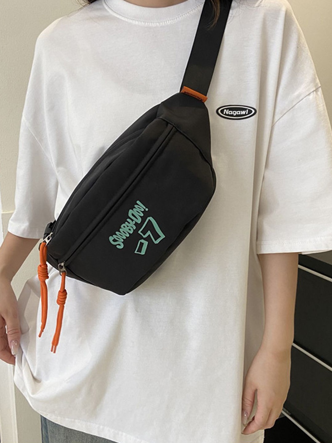 

StyleCast Black Typography Printed Crossbody Fanny Pack