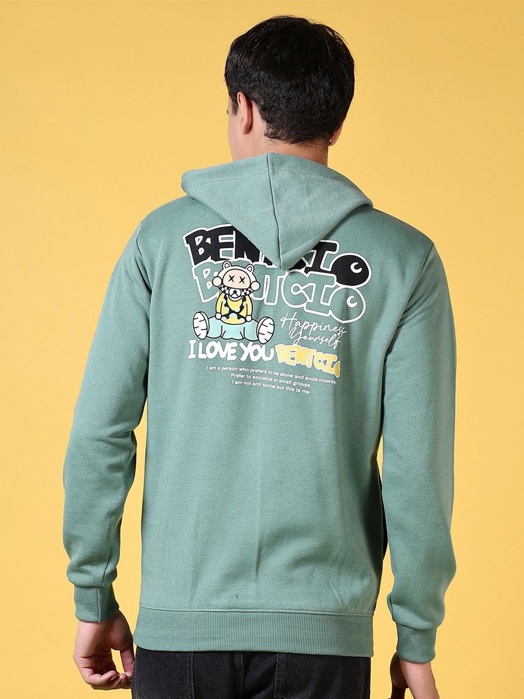 

V-Mart Men Printed Hooded Sweatshirt, Green