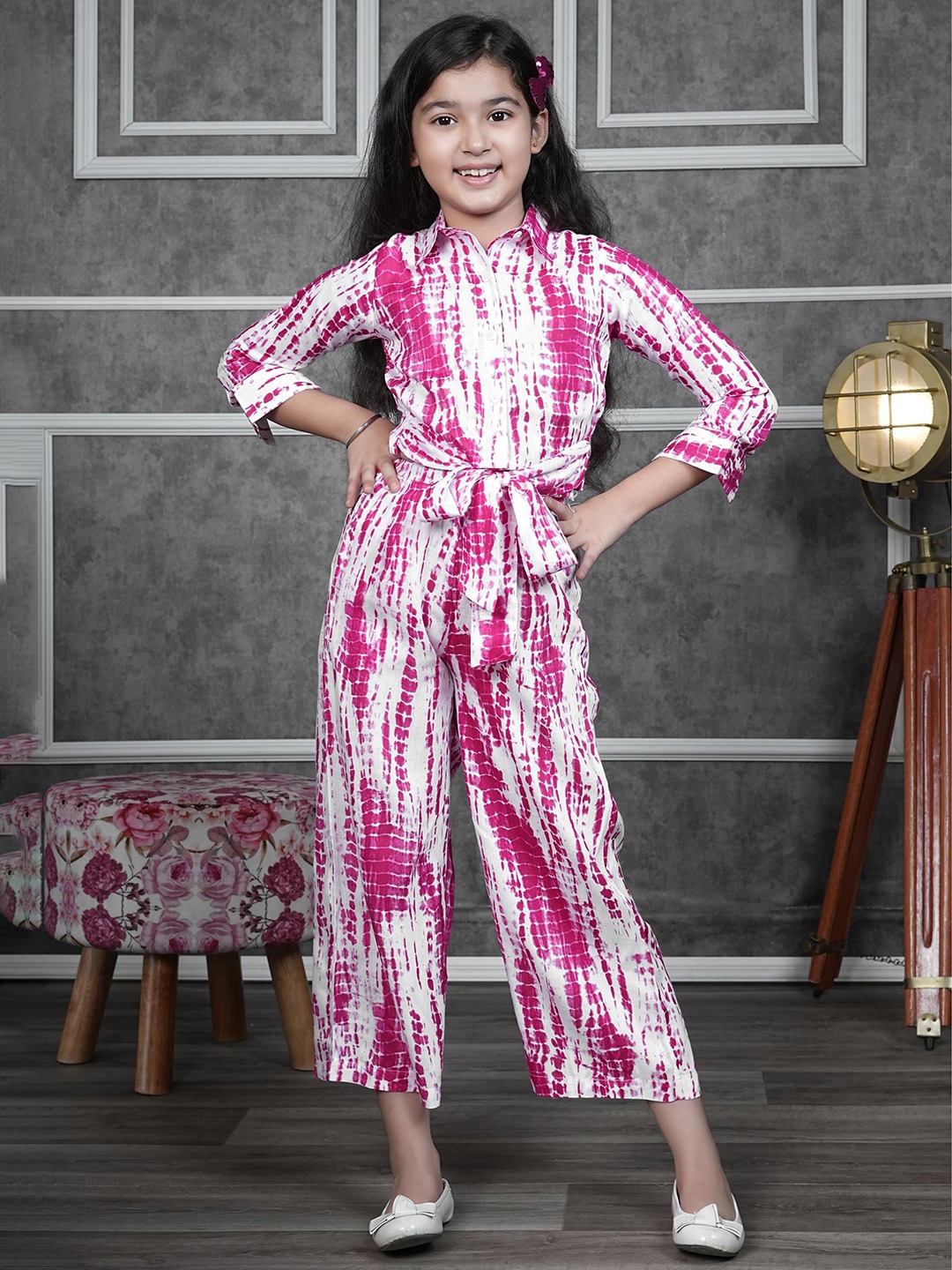 

RANJ Girls Dyed Shirt with Trousers, Pink