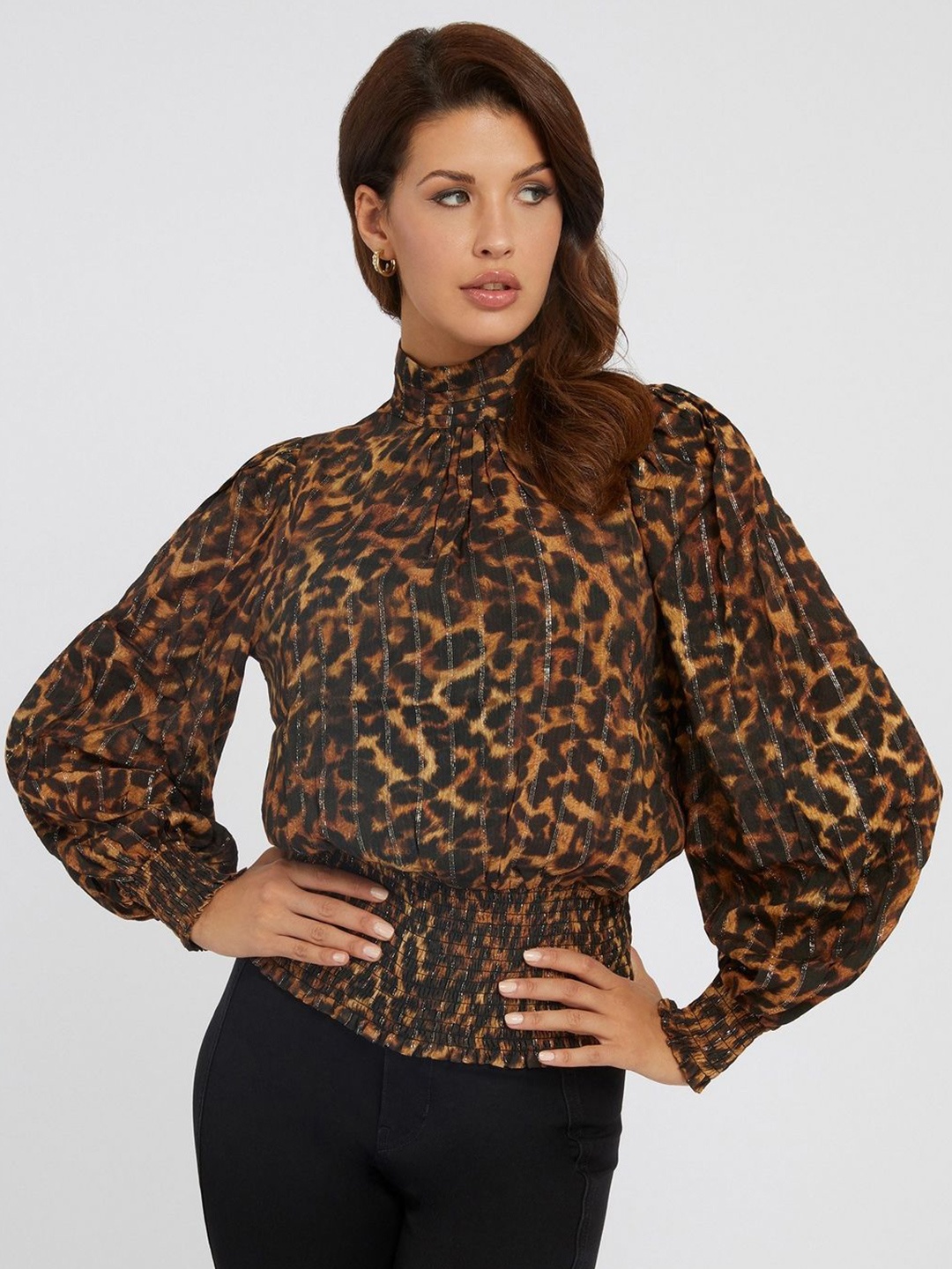 

GUESS Print Styled Back Top, Brown