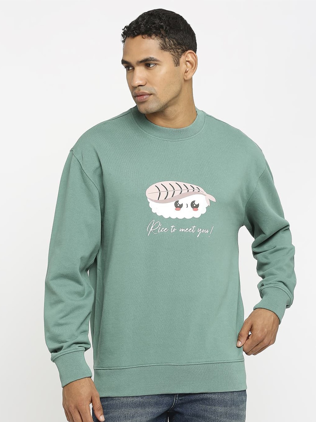 

Basics Men Printed Sweatshirt, Green