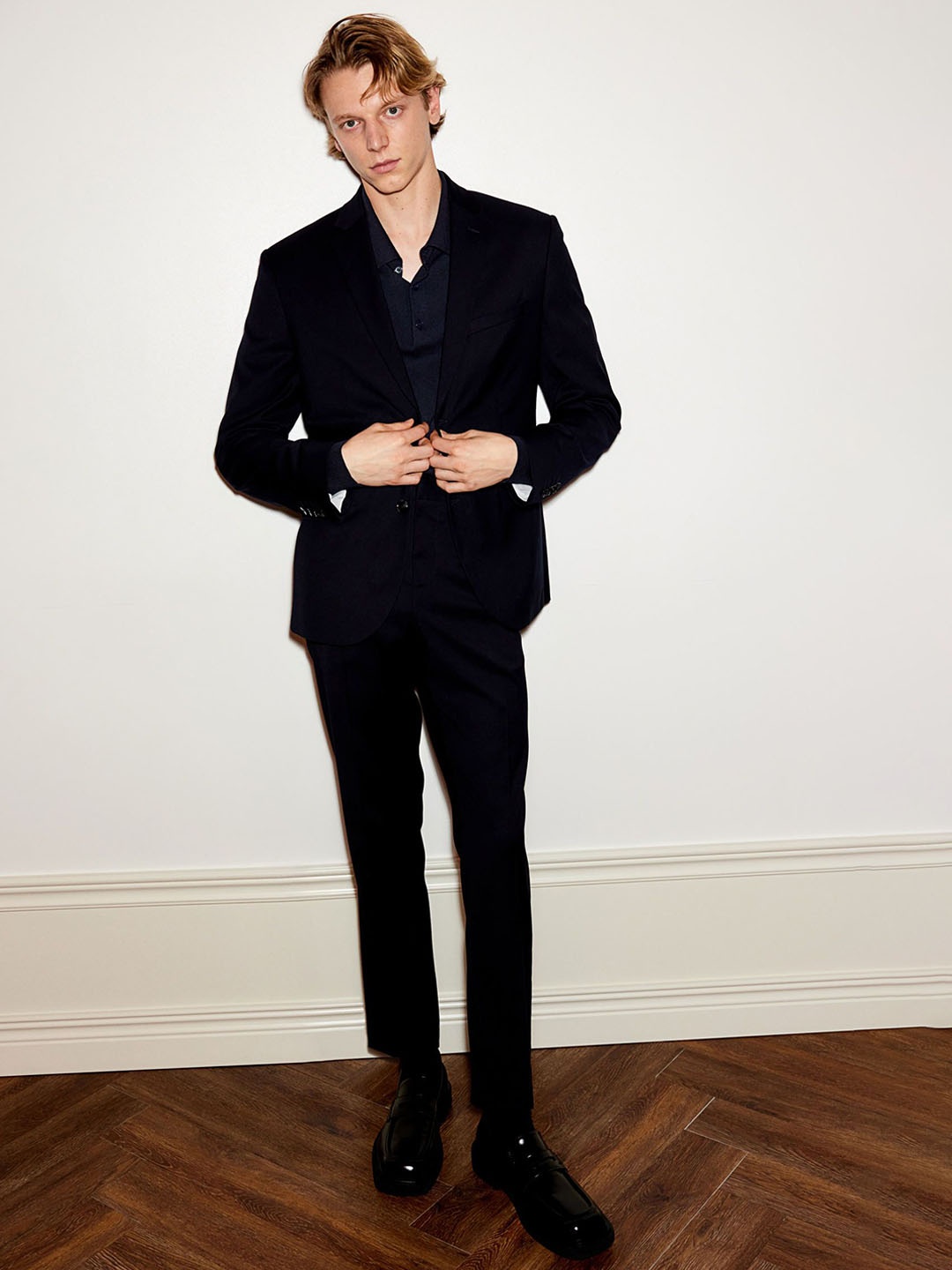 

H&M Men Slim Fit Suit Trousers, Blue