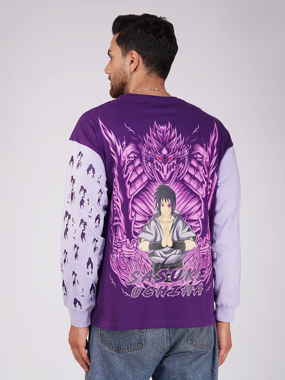 

Crazymonk Men Printed Extended Sleeves T-shirt, Purple