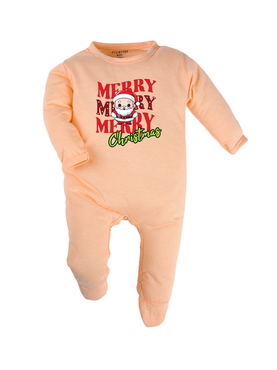 

FFLIRTYGO Kids Printed Cotton Sleepsuit, Peach