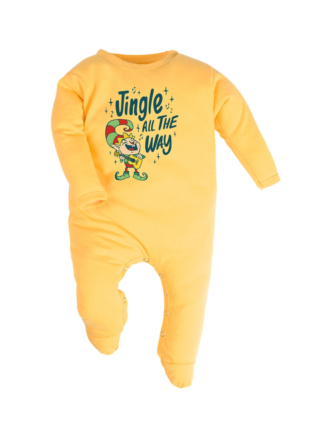 

FFLIRTYGO Christmas Infants Printed Cotton Sleepsuit, Yellow