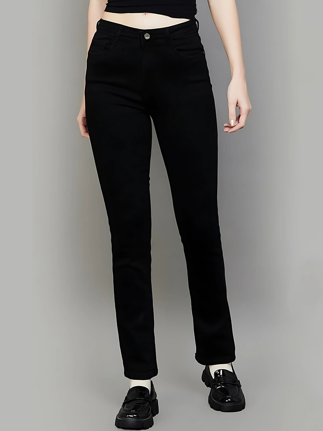 

FASHIONFIBRE Women Comfort Skinny Fit High-Rise Stretchable Jeans, Black