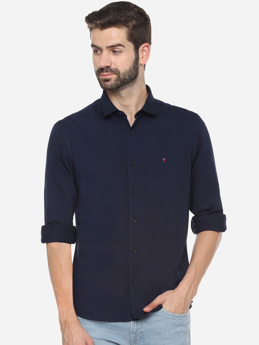 

Louis Philippe Sport Super Slim Fit Pure Cotton Casual Shirt, Navy blue