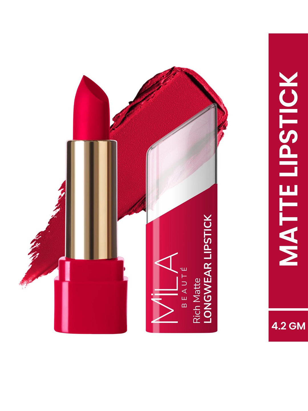 

MILA BEAUTE Rich Matte Long Wear Lipstick With Vitamin E - 4.2 g Each - Dare To Date - 601, Red