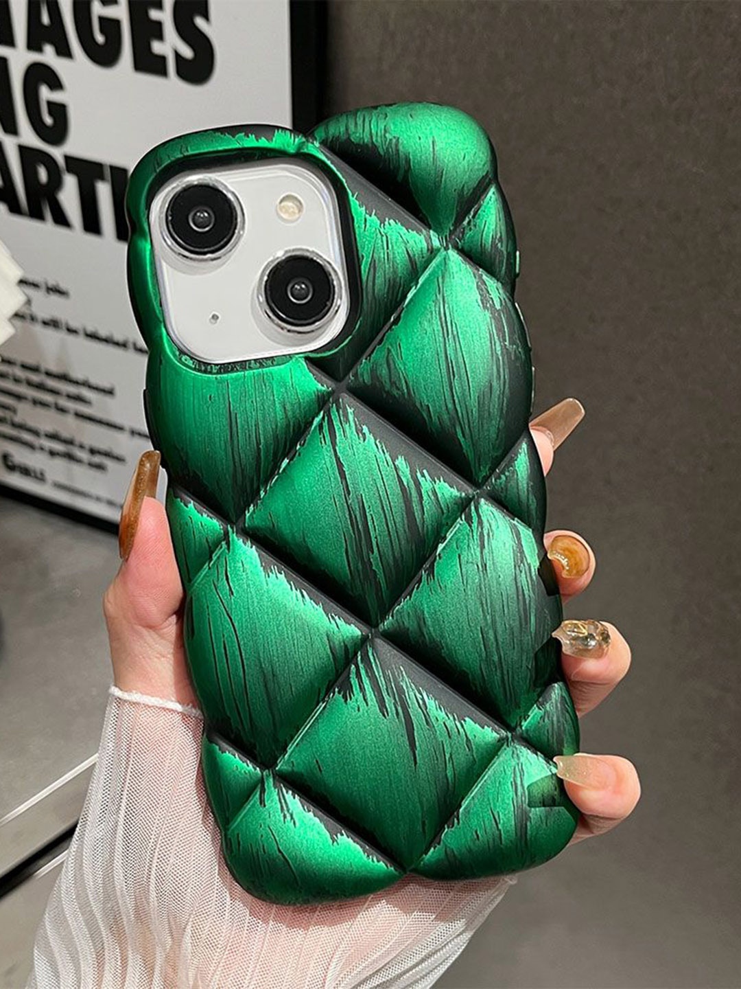 

Luxury Kase Abstract Printed iPhone 15 Back Case Mobile Accessories, Green