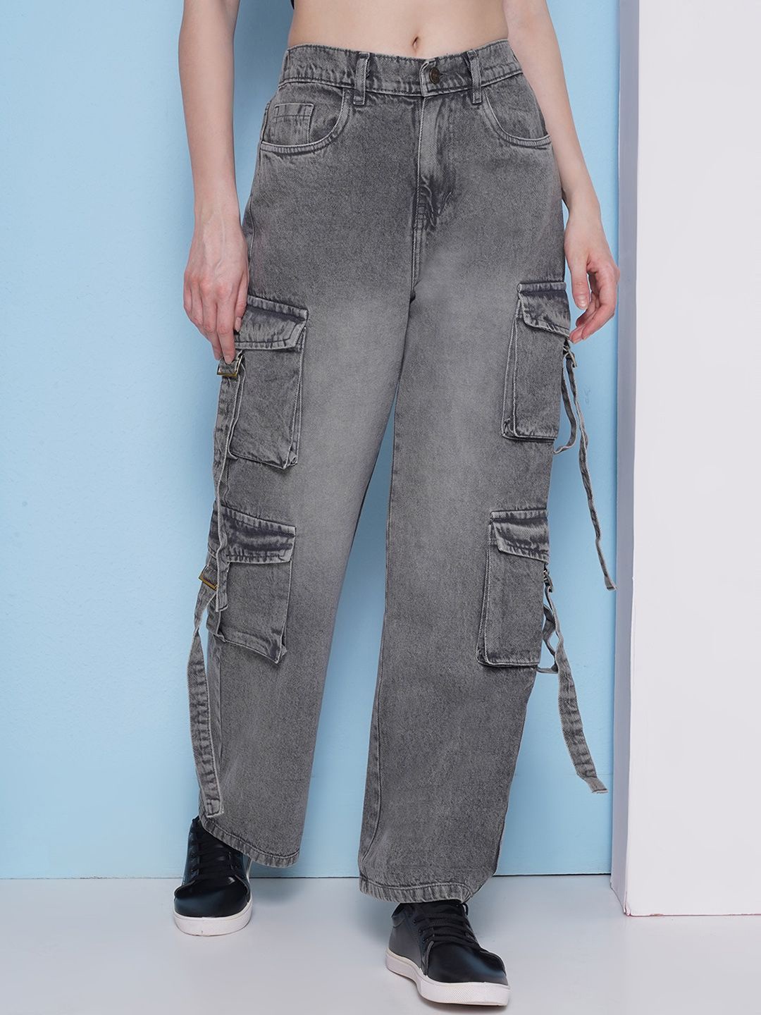 

PUELLA Women Flared High-Rise Light Fade Stretchable Jeans, Grey