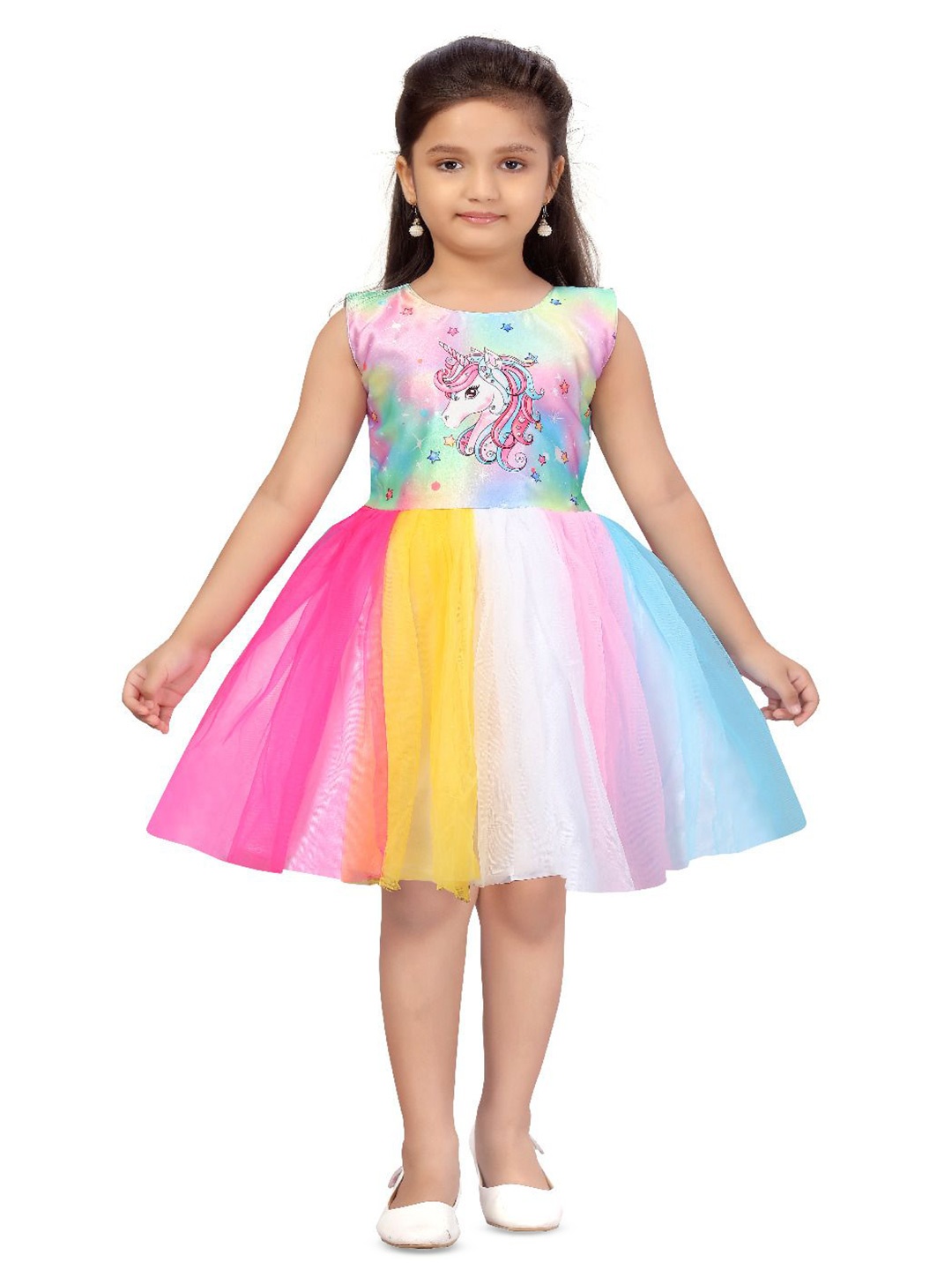 

HERE&NOW Floral Print Net Fit & Flare Dress, Multi