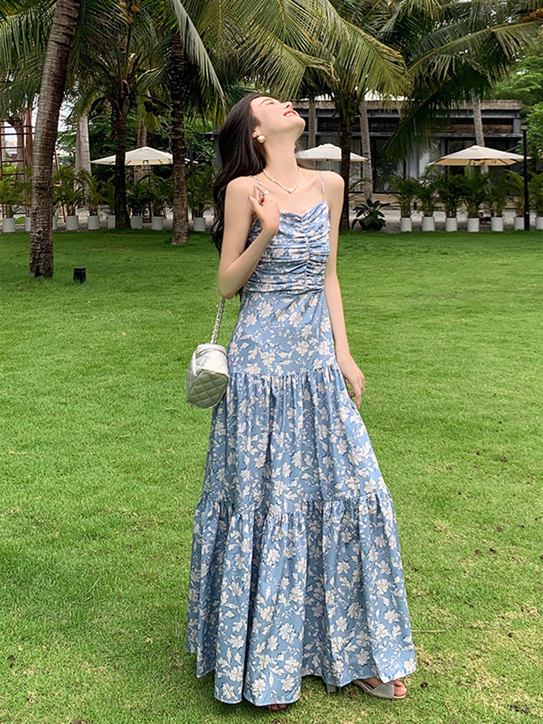 

LULU & SKY Floral Print Maxi Dress, Blue