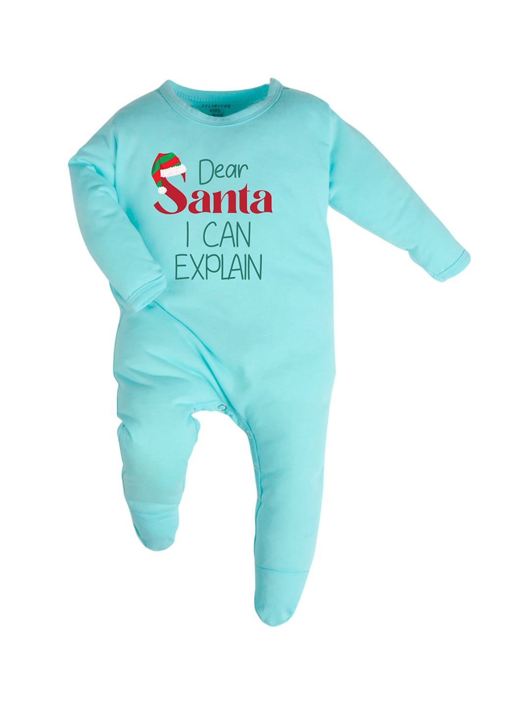 

FFLIRTYGO Kids Printed Cotton Sleepsuit, Turquoise blue