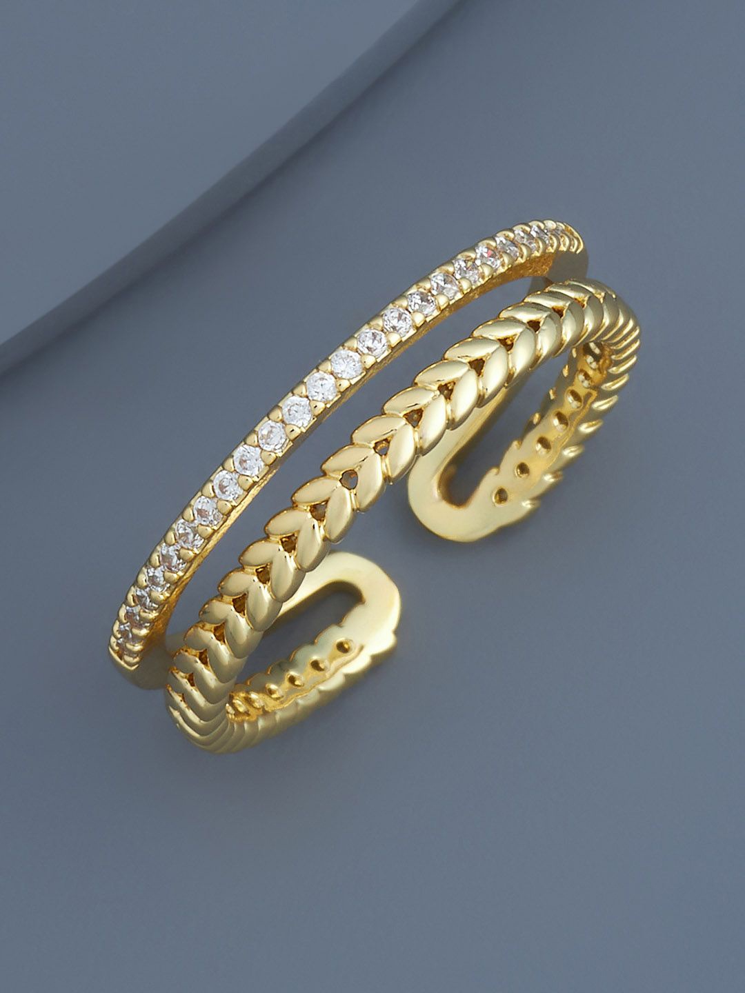 

Kushal's Fashion Jewellery Gold-Plated CZ -Studded Finger Ring