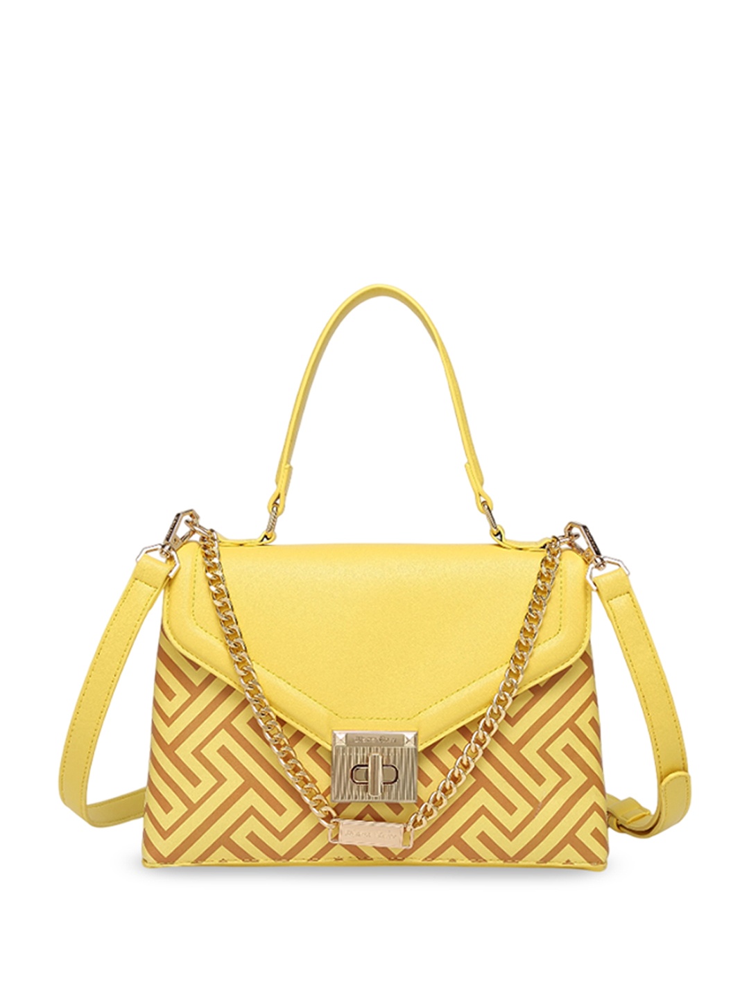 

Diana Korr Printed Structured Shoulder Bag with Quilted, Yellow