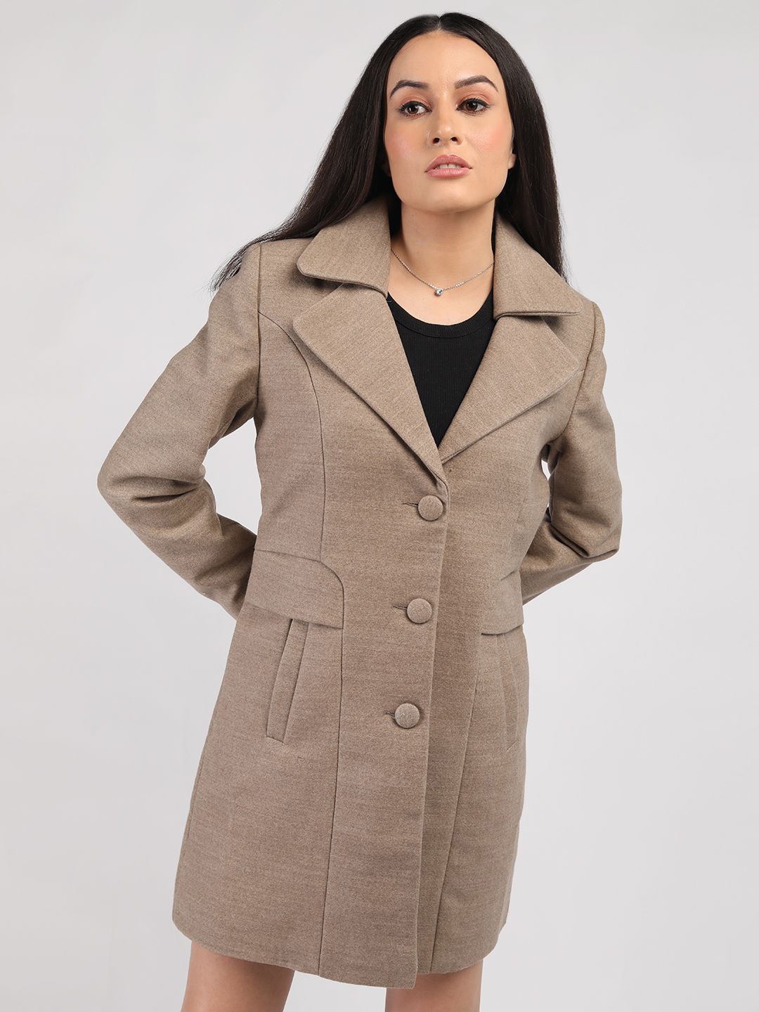 

The Roadster Lifestyle Co Single Breasted Trench Coat, Coffee brown