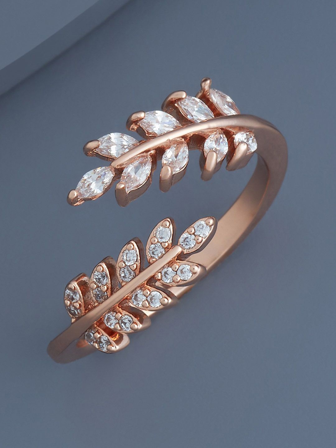 

Kushal's Fashion Jewellery Rose Gold-Plated CZ Studded Finger Ring