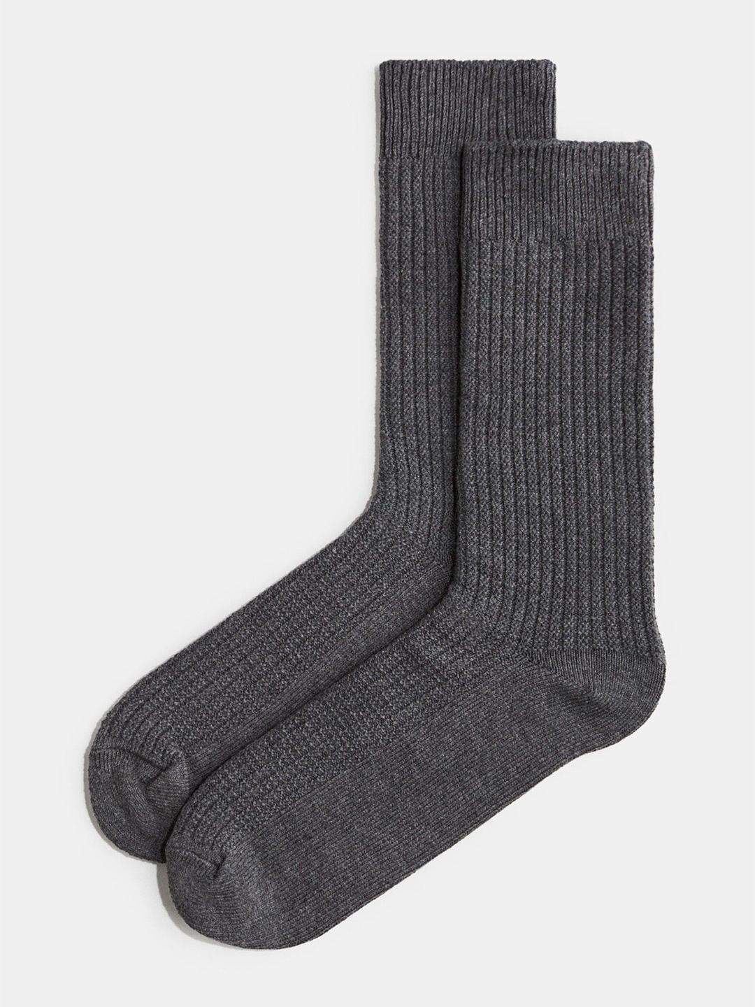 

H&M Men Waffled Socks, Grey