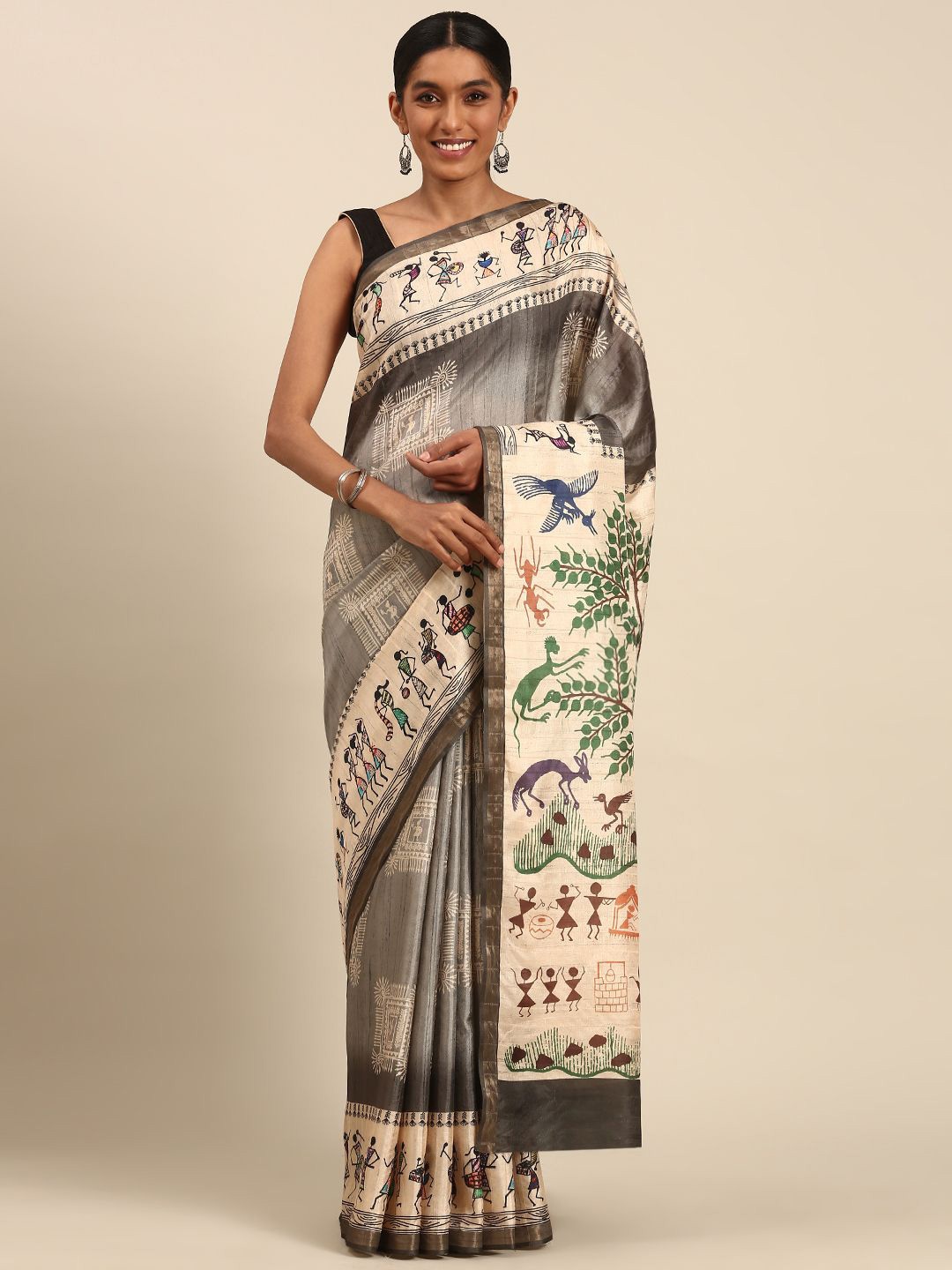 

Fashion Petals Tussar Saree, Grey