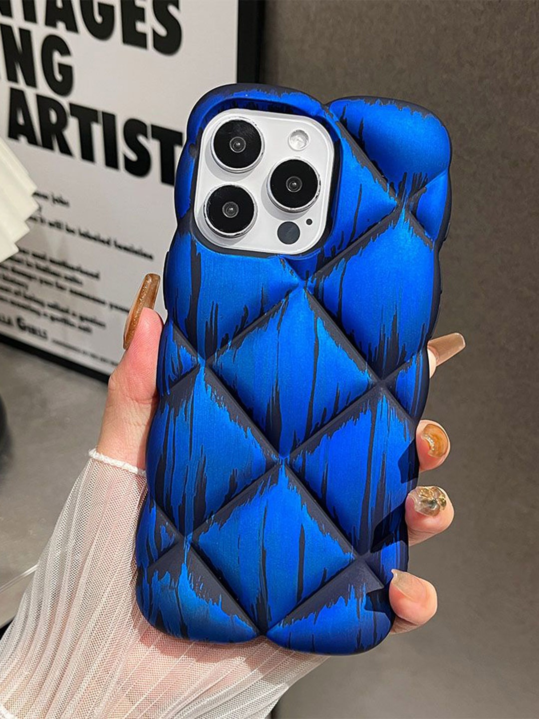 

Luxury Kase Abstract Printed iPhone 15 Pro Max Back Case Mobile Accessories, Blue