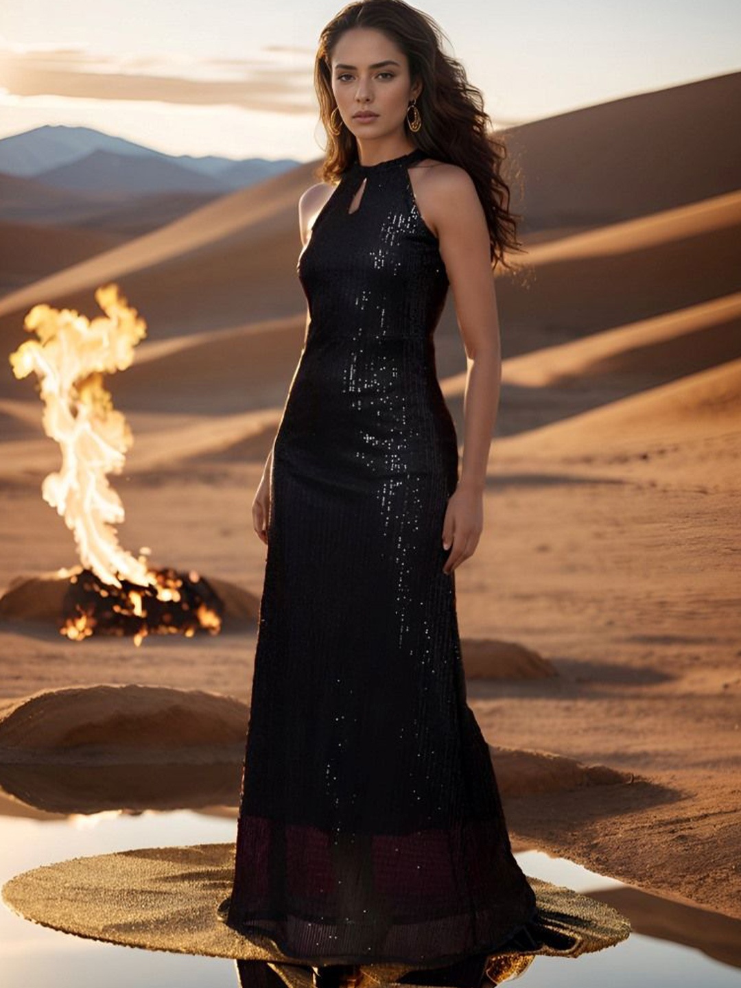 

The Roadster Lifestyle Co Embellished Maxi Gown Dress, Black