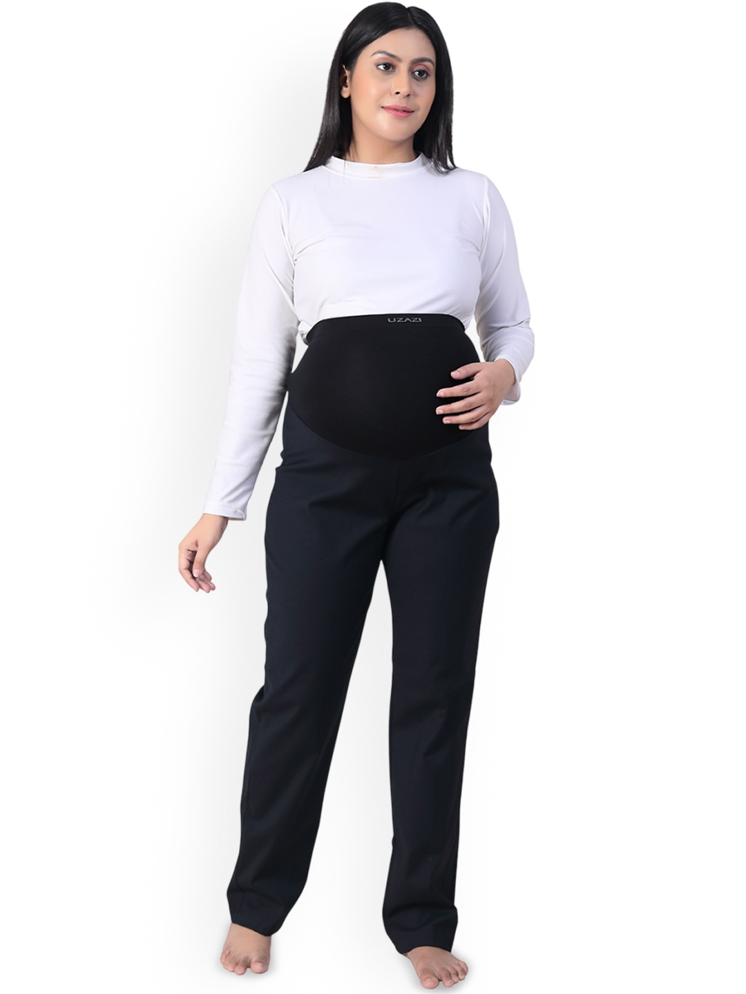 

Uzazi Women Relaxed High-Rise Stain Resistant Maternity Trousers, Navy blue