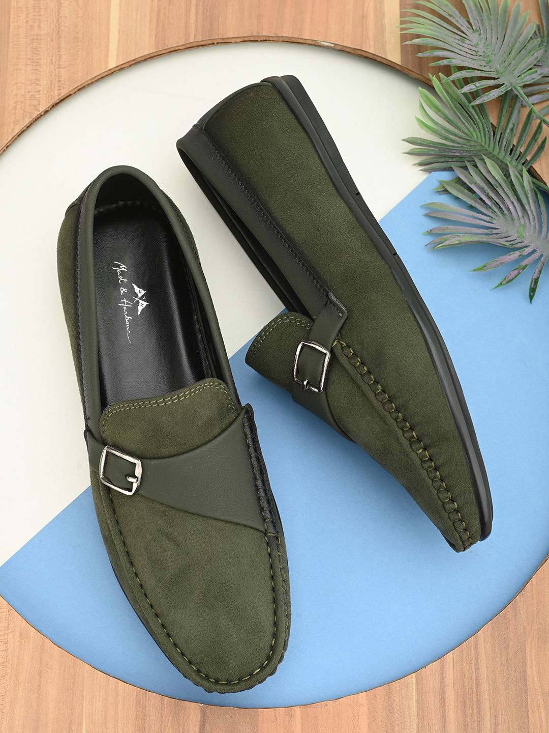

Mast & Harbour Men Suede Loafers, Olive