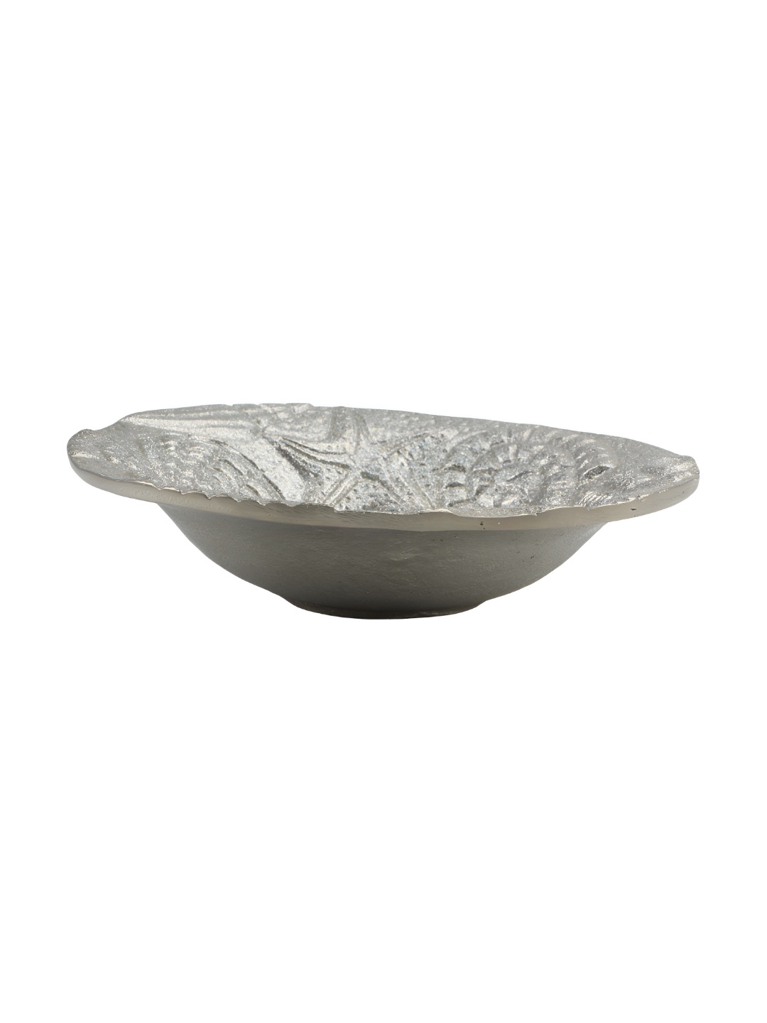 

Hind Decor Textured Round Decorative Bowl, Silver