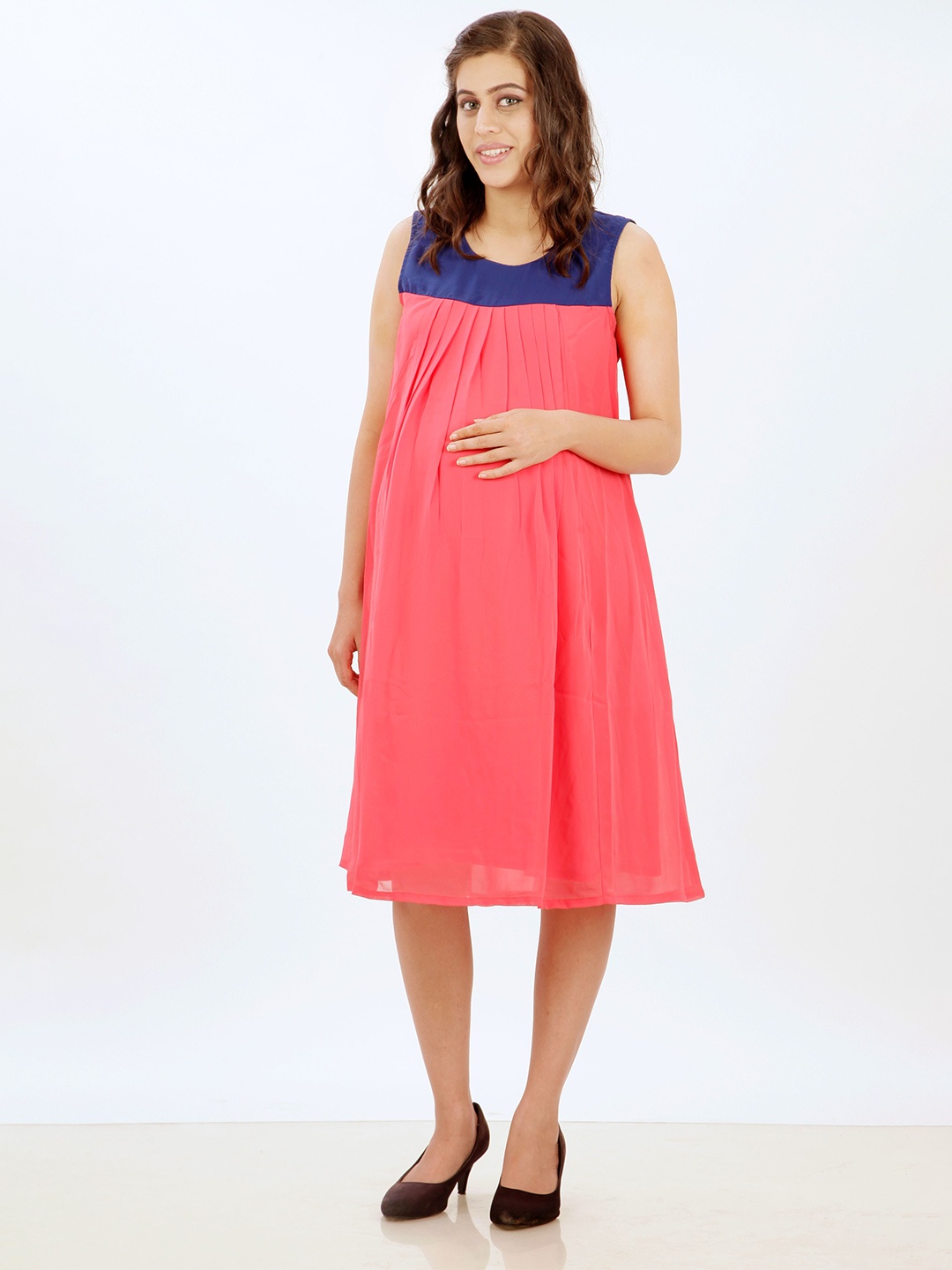 

Uzazi Print Georgette Maternity Fit & Flare Dress, Pink