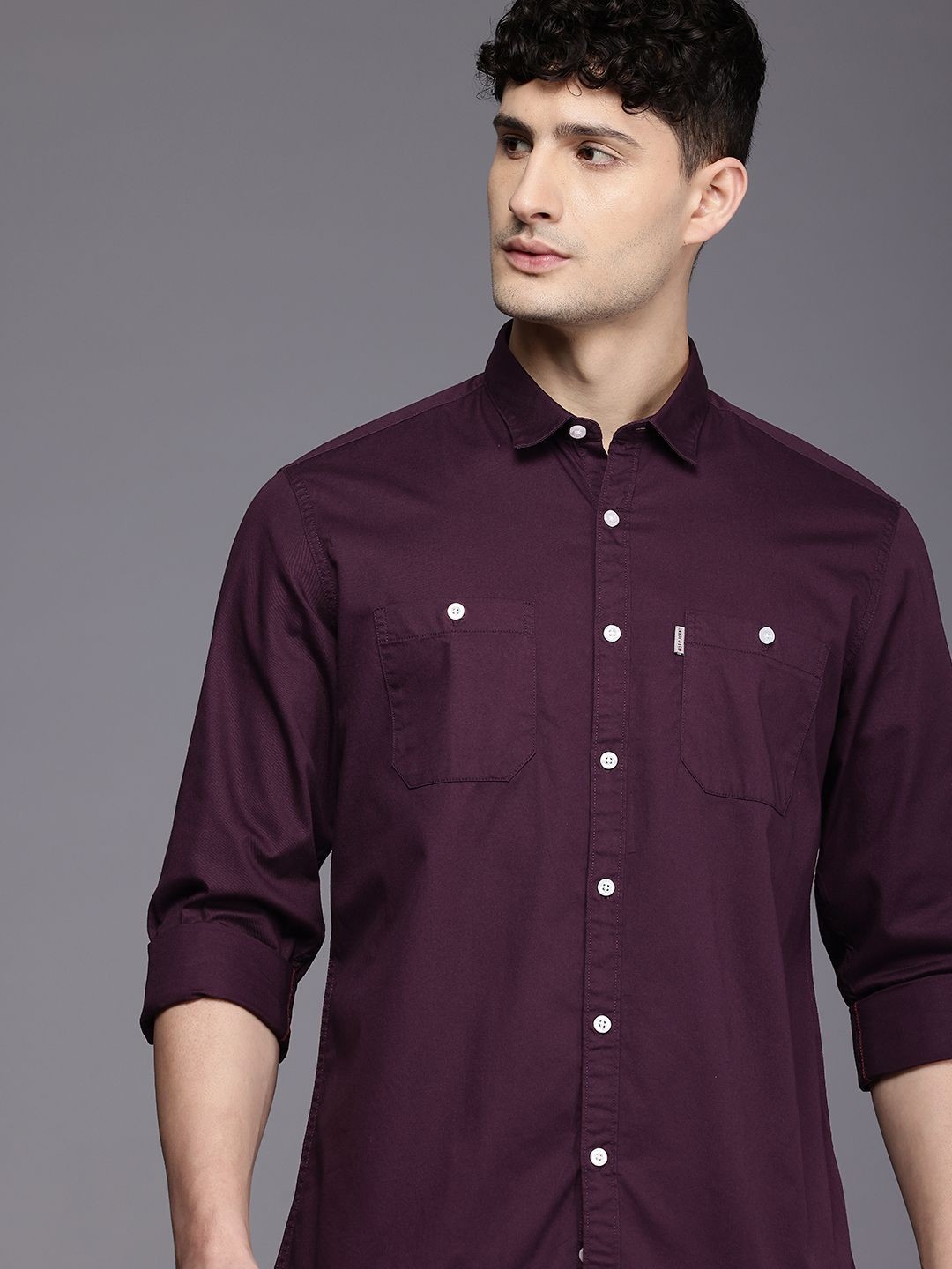 

Louis Philippe Jeans Slim Fit Pure Cotton Casual Shirt, Purple