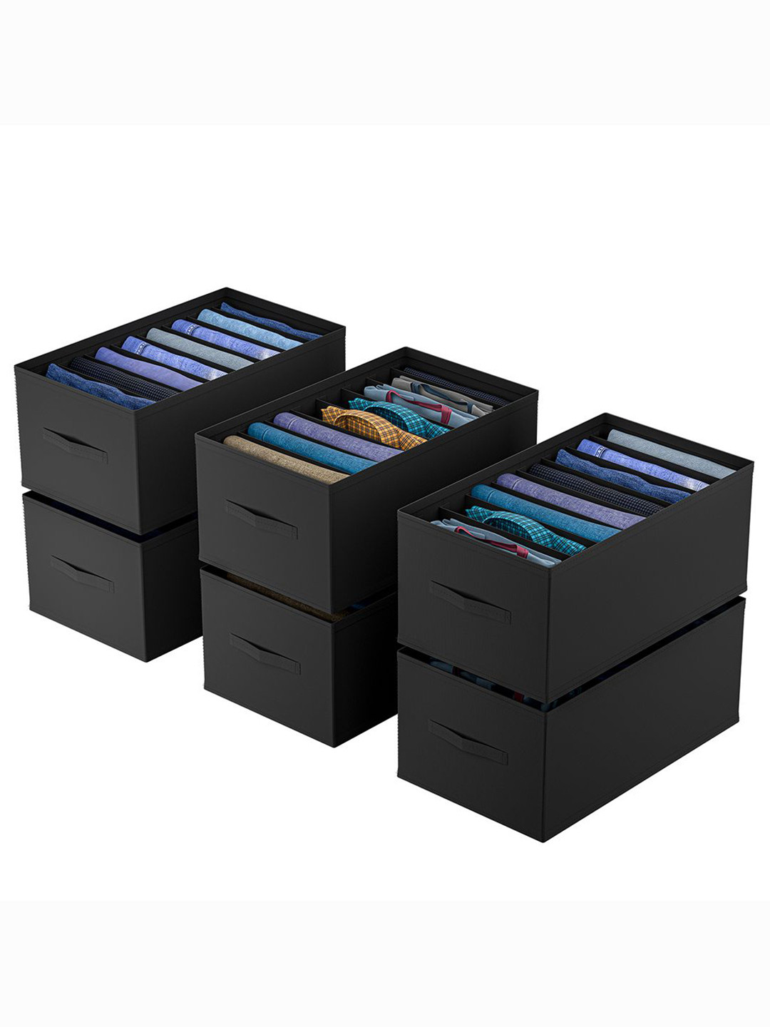 

Kuber Industries Black Set of 6 Regular Drawer Organiser Organisers