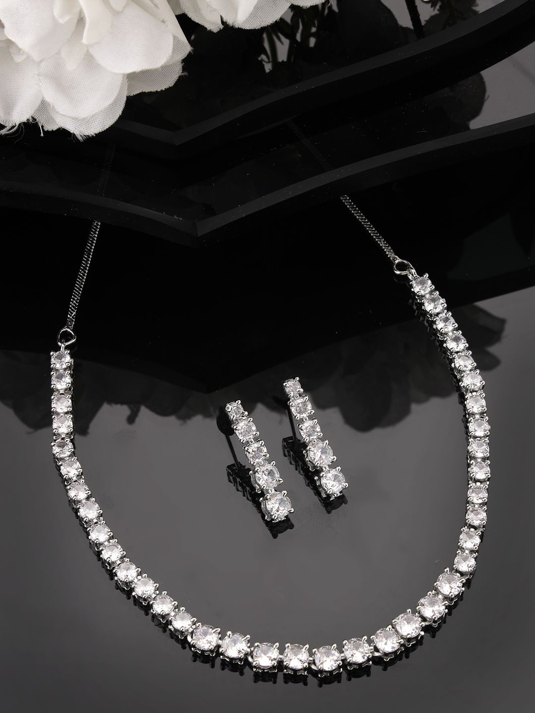 

NVR Girls Silver Plated CZ -Studded Jewellery Set