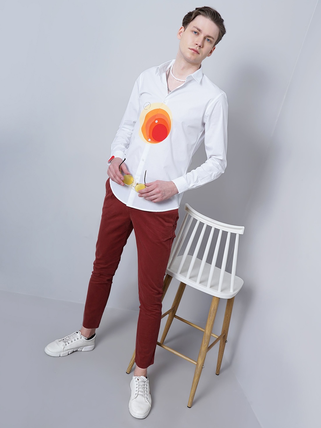 

British Club Men Classic Slim Fit Opaque Casual Shirt, White
