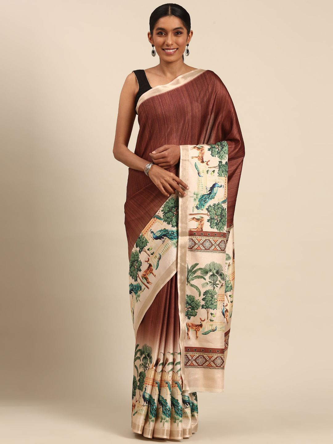 

Fashion Petals Tussar Saree, Brown