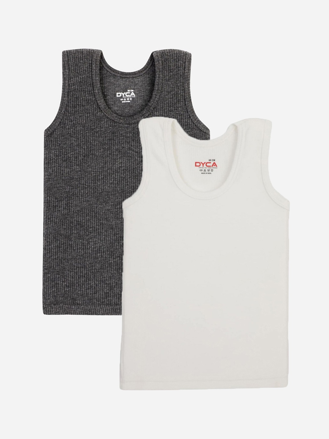 

DYCA Kids Pack Of 2 Cotton Sleeveless Thermal Tops, Charcoal
