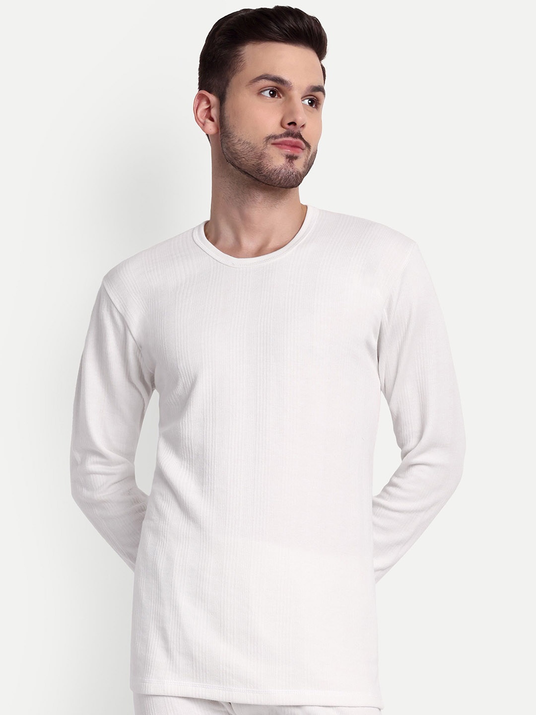 

ZEFFIT Round Neck Cotton Thermal Top, Off white