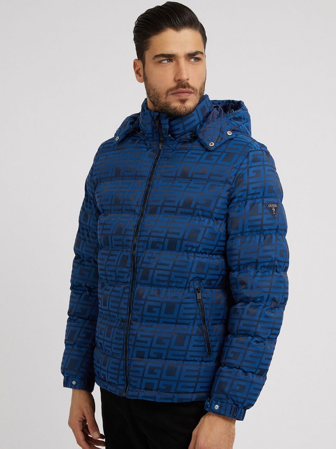 

GUESS Men Typography Puffer Jacket, Blue
