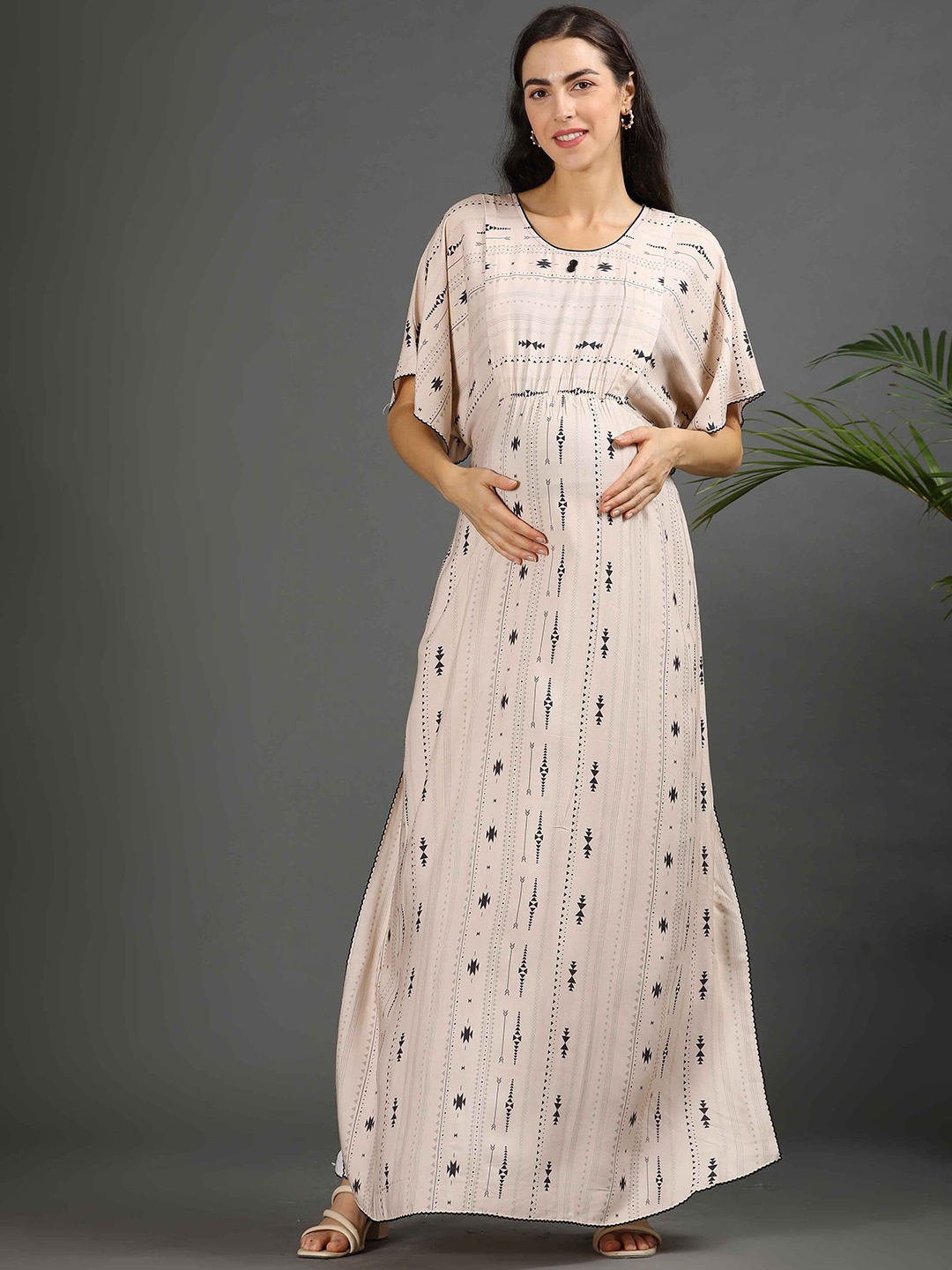 

GOLDSTROMS Print Maternity Maxi Dress, Beige
