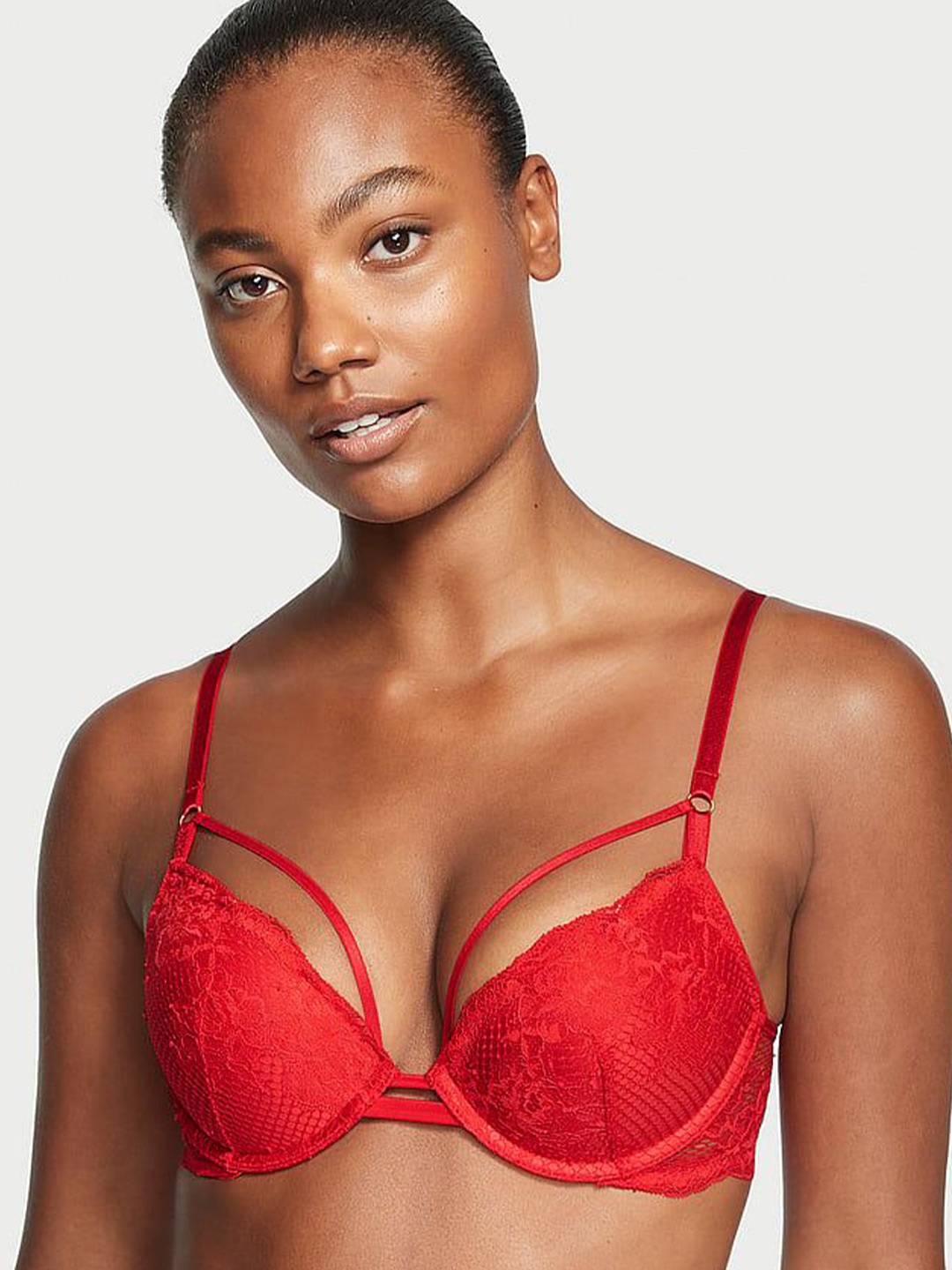 

Victoria's Secret Bra Half Coverage Underwired Heavily Padded, Red