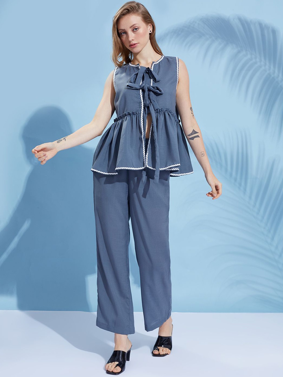

DressBerry Grey Pure Cotton Peplum Tunic With Trouser