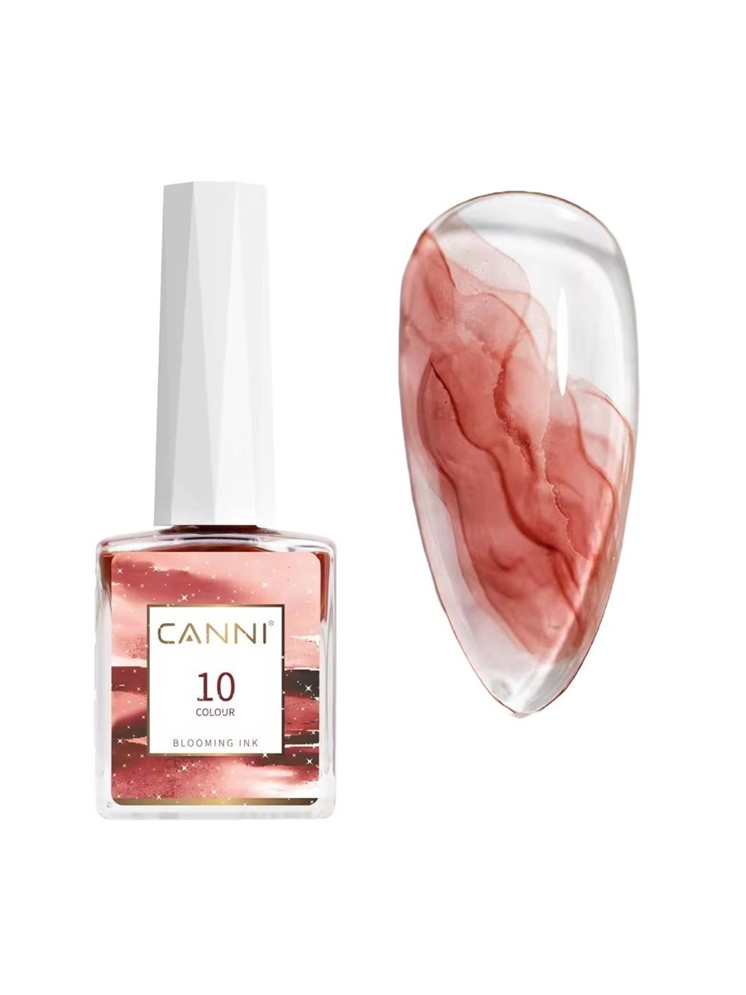 

CANNI Blooming Ink Marble Watercolor Air Dry Nail Polish 9ml - Shade 10, Peach