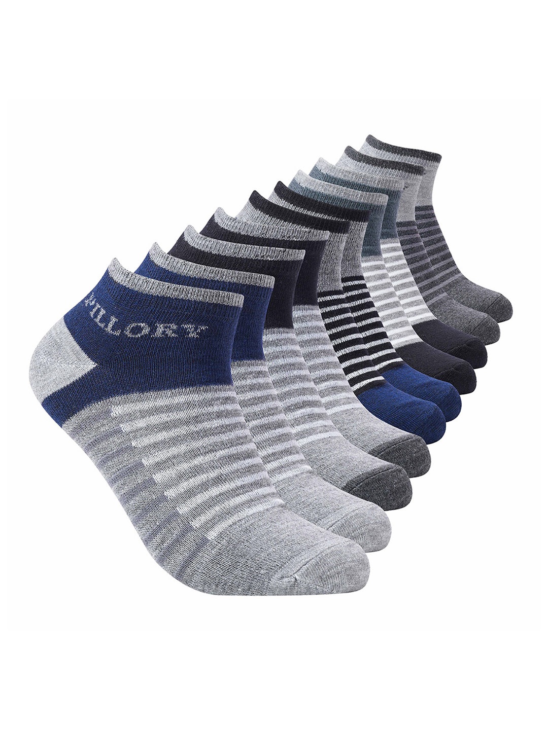 

PRASTHAN Men Pack Of 5 Patterned Ankle-Length Socks, Blue