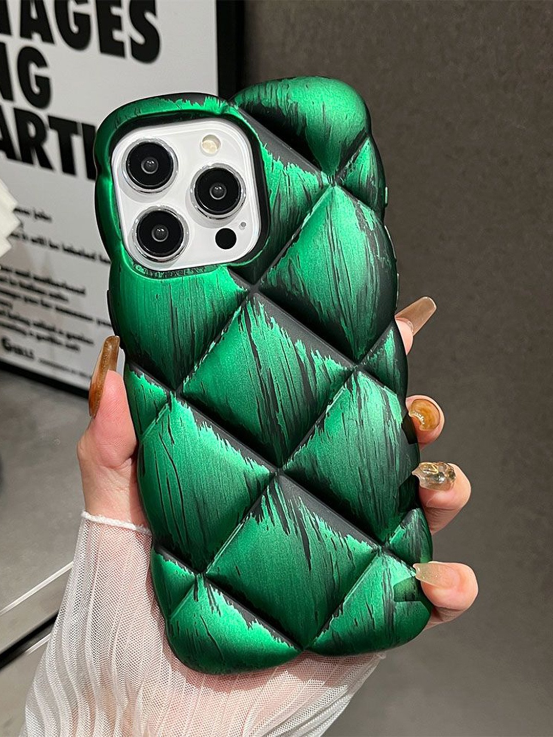 

Luxury Kase Abstract Printed iPhone 13 Pro Max Back Case Mobile Accessories, Green